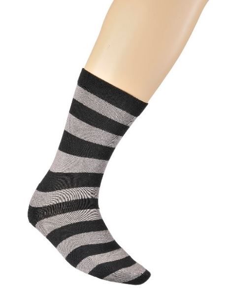 Bamboo Loose Top Business Socks - Black/Grey 
