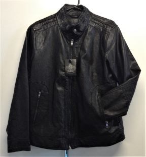 Berlin Mens Zip-Up Pleather Jacket in Black