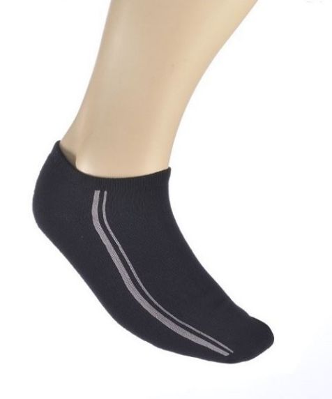 Bamboo Fibre Sports Socks - Black with White Stripe