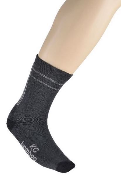 Bamboo Loose Top Business Sock - Charcoal with white stripe