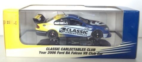 1-43-classic-carlectables-club-year-2006-ford-ba-falcon-v8-in-blue-yellow-white