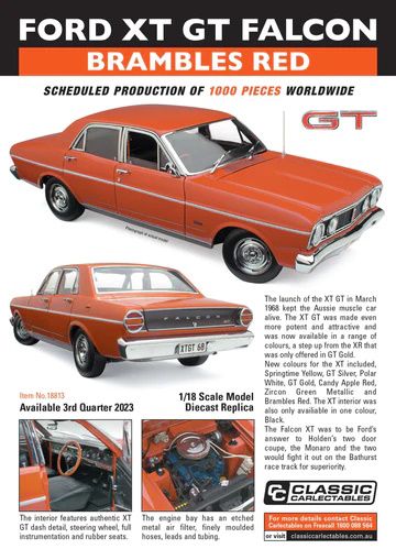 PREORDER 1:18 Classic Carlectables Ford XT GT Falcon in Brambles Red