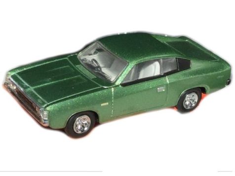 1:43 TRAX Chrysler Valiant VH Charger - Metallic Green - TR11 worn box and paint.