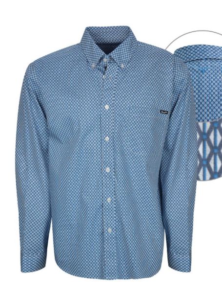 Men's Wrangler Long Sleeve Button Up Collar Shirt CLIFTON PRINT