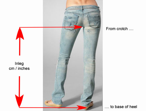 Just where is my inleg? Your inleg is measured from crothc to base of heel